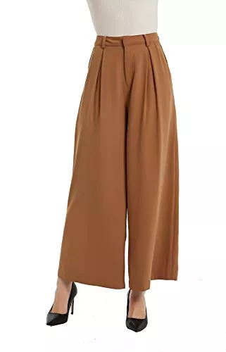Tronjori Hosen Tronjori Damen Hose Weites Bein Frauen Lange Hose mit Taschen Einfarbig Lose elastische Hohe Taille Freizeithose Business-Arbeitshose für Freizeit Arbeit Büro