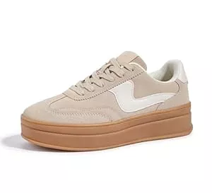 LUCKY STEP Sneaker & Sportschuhe LUCKY STEP Damen Plateau Sneaker – Modische Chunky Turnschuhe, Bequeme Schnürschuhe für Alltag & Spaziergänge mit Nahtdetails