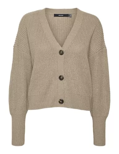 VERO MODA Strickjacken VERO Moda Damen Strickjacke | Langarm V-Ausschnitt Cardigan Knitted Basic | Stretch Sweater VMLEA