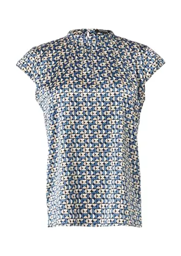 comma Ärmellose Blusen comma Gemusterte Satin-Bluse mit Raffung
