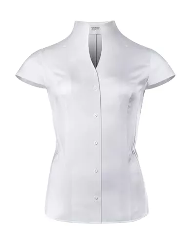 Vincenzo Boretti Hemdblusen Vincenzo Boretti Bluse, Slim-fit/tailliert, Stretch, Kelchkragen - bügelleicht