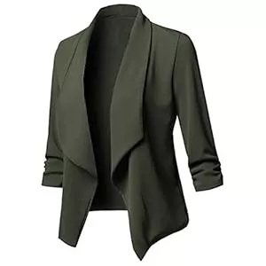 Generic Blazer Kostüme & Blazer Für Damen, Jackett Frühling Casual Sweatblazer Damen, Open Front Einfarbig Slim Fit Blaser Jacke Oversize Blazer Damen Kurz Klassiker Vintage Frühlingsjacke Damen Blazer Große Größen