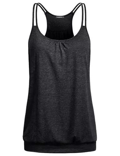 NEWMEEN Tops NEWMEEN Blevonh Women's Scoop Neck Spaghetti Strap Racerback Sports Cami Tank Tops