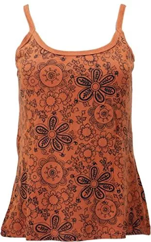 GURU SHOP Tops GURU SHOP Yoga Top Blümchen, StonewashTop, Goastyle Sommertop, Damen, Baumwolle, Tops &amp; T-Shirts Alternative Bekleidung