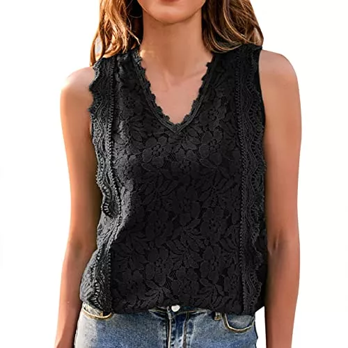 Generic Tops Damen Tank Top Sommer Ärmelloses Shirt Locker Lässige Tank Top Sport Lässige Weste Rundhals Spaghettiträger Tanktops Blusentop Strand Sexy Vest Top Bluse Oberteile Damen Elegant