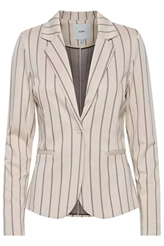 ICHI Blazer ICHI IHRUTI BL7 Damen Blazer Kurzblazer Jacke gestreifter EIN-Knopf-Blazer mit Stretch und Reverskragen