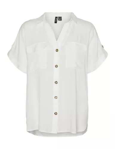 VERO MODA Hemdblusen VERO MODA Damen Kurzarm-Hemd mit Streifenmuster, Brusttaschen und Knopfleiste