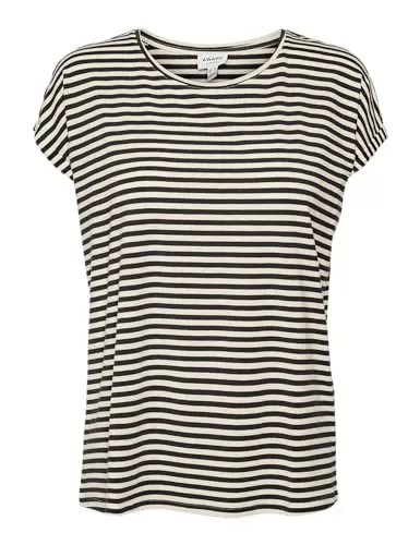 VERO MODA T-Shirts VERO MODA Damen Vmava Plain Ss Top Stripe Ga JRS Noos Shirt (1er Pack)