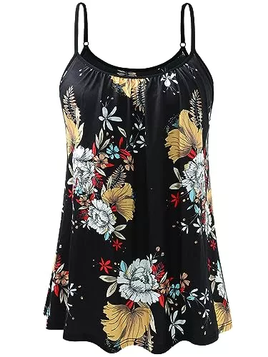 vislivin Tops vislivin Top mit Integriertem BH Damen Unterhemd Spaghettiträger Tops Loose Tank Ärmellose Bluse Trägertops S-XXXXL