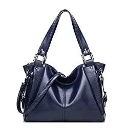 Coolives Taschen & Rucksäcke Coolives Damen Hobo Schultertasche aus PU-Leder Elegant Handtasche Umhängetasche Henkeltasche Shopper Tasche Tote Taschen für Dame Blau EINWEG