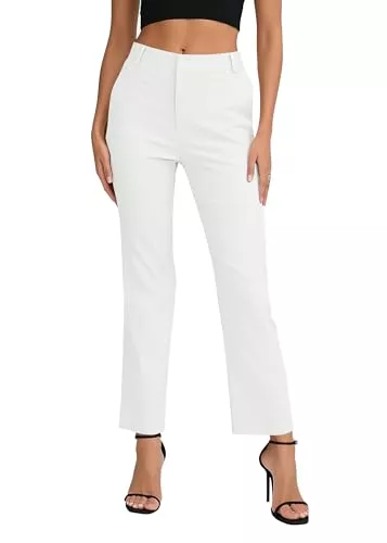 EXCHIC Hosen EXCHIC Damen Komfortabel Dehnbar Gerade Bein Freizeit Hosen Hohe Taille Arbeitshose mit Taschen