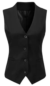 Gowjog Westen Gowjog Damen Weste Anzugweste Gefüttert Button Up V-Ausschnitt Smoking Vintage Jacke Dressy Ärmellos Westen