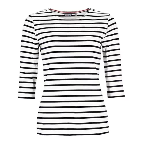 modAS Langarmshirts modAS Bretonisches Damenshirt mit 3/4-Arm - Streifenshirt Ringelshirt Basic Shirt Gestreift aus Baumwolle