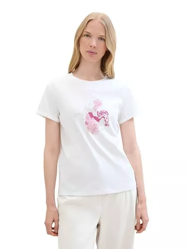 TOM TAILOR T-Shirts TOM TAILOR Damen Basic T-Shirt mit Blumen-Print