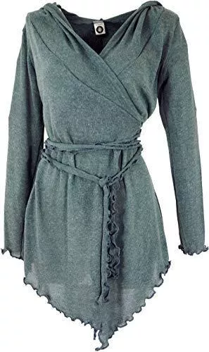 GURU SHOP Strickjacken GURU SHOP Pixi Wickel-Strickjacke, Damen, Grau, Baumwolle, Size:38, Jacken, Mäntel &amp; Ponchos Alternative Bekleidung