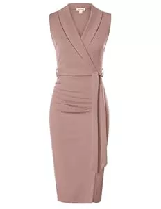 GRACE KARIN Business GRACE KARIN Damen Wickelkleid V-Ausschnitt Elegant Festliche Kleider Cocktail Party Formelle Business Kleid mit Gürtel