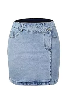 Kuukaas Röcke Kuukaas Damen Jeansrock Kurz Sommer Minirock Damen mit Tasche Hohe Taille
