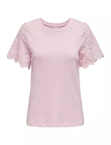ONLY Kurzarmblusen ONLY Damen Onlebba Life S/S Lace Top JRS T-Shirt