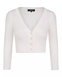 MINTLIMIT Strickjacken MINTLIMIT Damen Bolero Kurz Strickjacke V-Ausschnitt 3/4 Ärmel Festlich Cardigan mit Knopf Boleroshrug