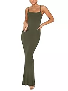 REORIA Party REORIA Damen Sexy Lounge Slip Langes Kleid Elegantes Hochzeitsgast ärmelloses rückenfreies Geripptes figurbetontes Maxikleid