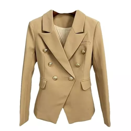 ZMIN Blazer ZMIN Damen Klassischer Designer-Blazer für Damen zweireihig Knöpfe Blazer Jacke Oberbekleidung Khaki