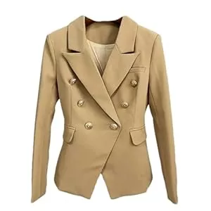 ZMIN Blazer ZMIN Damen Klassischer Designer-Blazer für Damen zweireihig Knöpfe Blazer Jacke Oberbekleidung Khaki