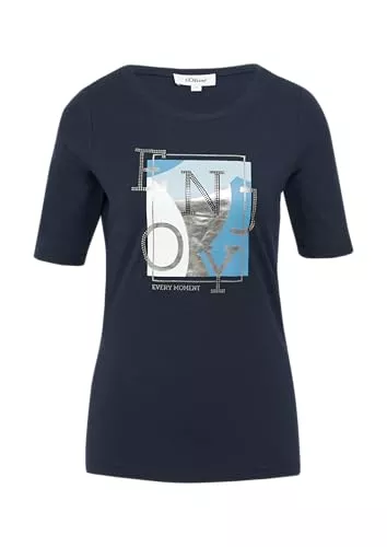 s.Oliver T-Shirts s.Oliver Damen T-Shirt mit Frontprint – elastisch & figurbetont für Casual & City