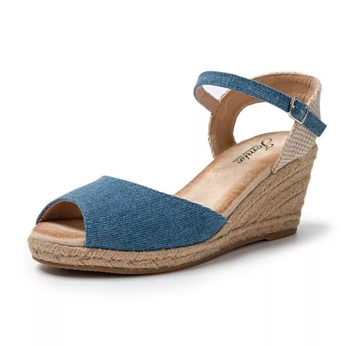 JOMIX High Heels JOMIX Damen Sommer Sandalen mit Keilabsatze Frauen Bohemian Sandals Freizeit Strand Sandalette Römersandalen