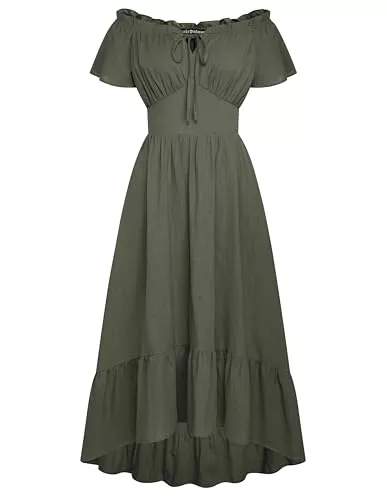 SCARLET DARKNESS Freizeit SCARLET DARKNESS Damen Renaissance Maxikleid Schulterfrei High Low Saum Corsagenkleid