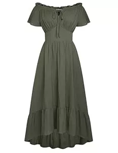 SCARLET DARKNESS Freizeit SCARLET DARKNESS Damen Renaissance Maxikleid Schulterfrei High Low Saum Corsagenkleid