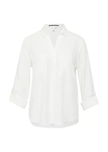 QS Hemdblusen QS Viskosebluse mit Turn-up und aufgesetzten Taschen