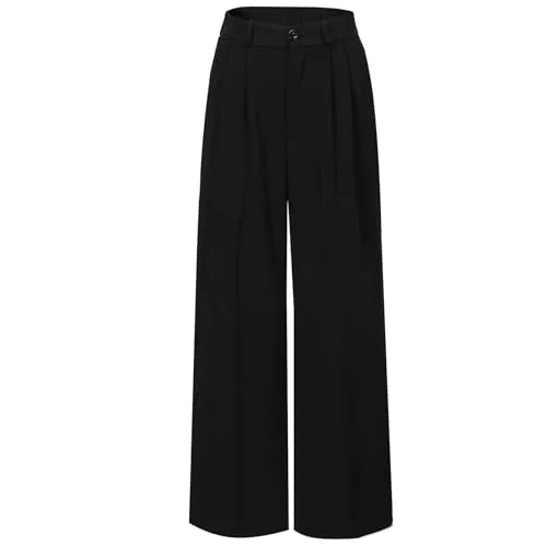 MGWDT Hosen MGWDT Damenhose mit weitem Bein, Business, Freizeit, Arbeitshose, lang, gerade, hohe elastische Taille