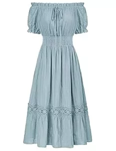 SCARLET DARKNESS Freizeit Scarlet Darkness Renaissance-Kleid für Damen, bestickt, lang, Cottagecore-Kleider