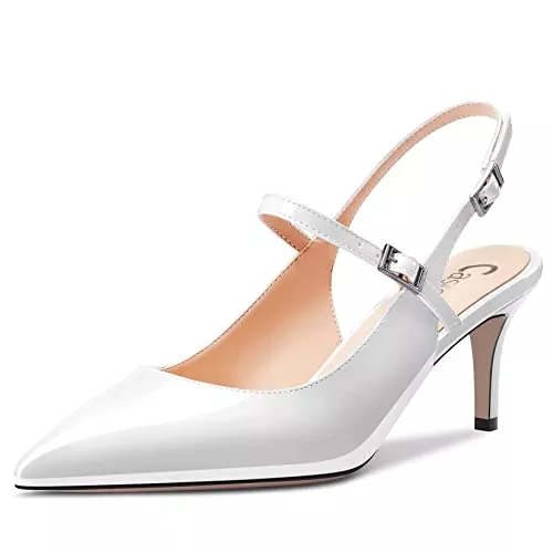 Castamere High Heels Castamere Damen Mittlerem Absatz Heel Spitze Zehenkappe Slingback Pumps Hochzeit Abschlussball Dress 6.5 cm Heels