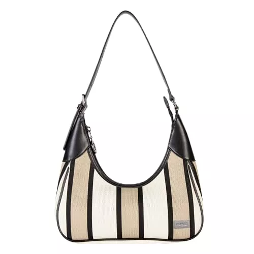 DOMAT Taschen & Rucksäcke DOMAT Damen Umhängetasche, Women's Handbags & Shoulder Bags,Streifen Halbmondtasche tote bag,Moderne mode-designer handtasche