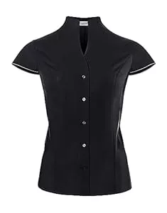 Vincenzo Boretti Hemdblusen Vincenzo Boretti Damen Bluse mit Kelchkragen leicht tailliert 100% Baumwolle bügelleicht Kurzarm ärmellos Hemdbluse mit Stehkragen elegant festlich auch für Business