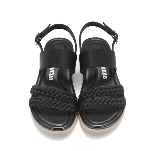 DUUCUB Sandalen & Slides DUUCUB Damen Flache Sandalen Knöchelriemen Offene Zehe Sommer Geflochtene Sandale Strand Bequem Slingback Kleid Schuhe