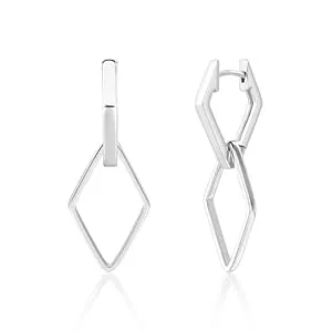ALEXCRAFT Schmuck ALEXCRAFT Ohrringe Silber 925 Hängend Eckige Creolen mit Anhänger für Damen Geschenk für Frauen Freundin Mama Mädchen