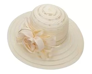HilyBony Hüte & Mützen HilyBony Kentucky-Hut mit breiter Krempe, Organza-Derby-Hut, Braut, Hochzeit, Kirche, Teeparty, breite Krempe, Sommer-Sonnenkappe