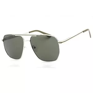 Guess Factory Sonnenbrillen & Zubehör Guess Factory GF0230 10N Herren Rechteckige Metallrahmen Sonnenbrille, Glänzendes helles Nickeltin/Grün, EinheitsgröÃŸe