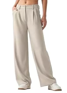 WILLIT Hosen WILLIT Damen Hosen Weites Bein Stoffhose Bequeme Elegante Damenhose Lässig Hohe Taille Business Hose mit Taschen 28"/30"/32"