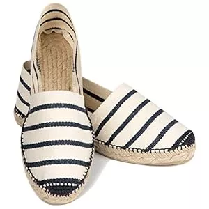ESPADELLE Flache Schuhe ESPADELLE Klassische Gestreifte Damen Slip-on Espadrilles aus Baumwolle mit Schuhbeutel, 36-41, Handmade in Spain