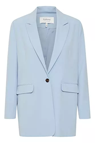 b.young Blazer b.young BYDANTA Damen Blazer Longblazer Jacke mit Reverskragen und Knopf Regular Fit mit Stretch Langer Schnitt