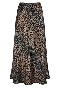 Genfien Röcke Genfien Röcke Damen Midi-Länge Elegant Röck Hohe Taille Damen Satin Röcke Mit Reißverschluss Midirock Versteckter Gummizug in der Taille Einfarbig