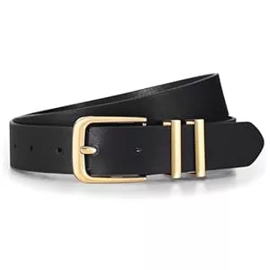 JasGood Gürtel JasGood Damen Ledergürtel für Jeans Hosen Kleider Mode Goldschnalle Damengürtel Damen Leder Gürtel