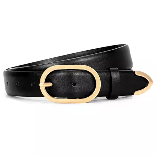 JasGood Gürtel JasGood Damen Ledergürtel für Jeans Hosen Kleider Mode Leder Gürtel Damen Goldschnalle Damengürtel