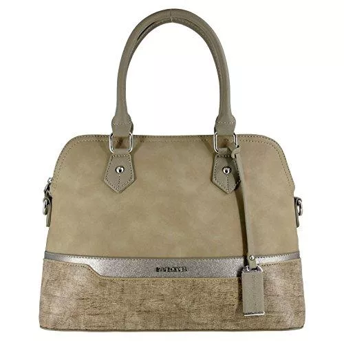 David Jones Taschen & Rucksäcke David Jones - Damen Elegante Handtasche - Bugatti Bowling Stil Tote Henkeltasche - Frauen Top Griff Tasche PU Leder - Mehfarbig Gestreift Schultertasche - Shopper Umhängetasche Stilvoll - Oliv Grün