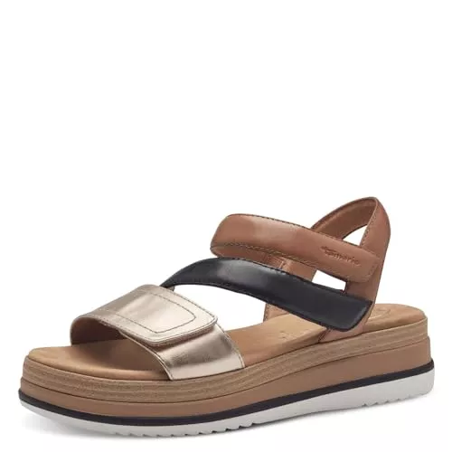 Tamaris Sandalen & Slides Tamaris COMFORT Damen Sandalen flach aus Leder mit Klettverschluss