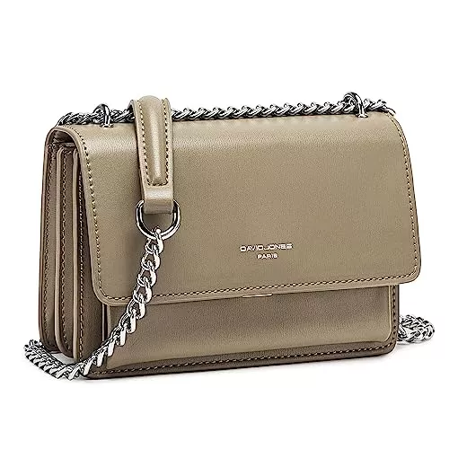 David Jones Taschen & Rucksäcke David Jones - Damen Kleine Umhängetasche - Frau Ketten Schultertasche PU Leder - Handtasche Mini Crossbody Bag mit Klappe - Handy Party Tasche Kettentasche Abendtasche Mode Trend