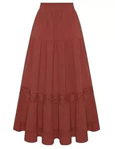 Belle Poque Röcke Belle Poque Damen Viktorianischer Rock Vintage Hohe Taille Mit Spitze A Linie Rüschenrock